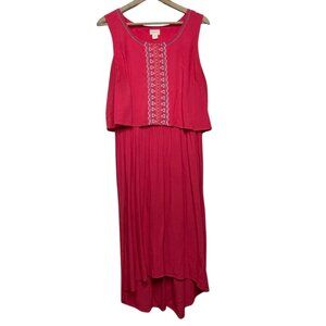 CALIFORNIA HAPPENINGS | Hot Pink High Low Dress with Embroidered Bust | Size L